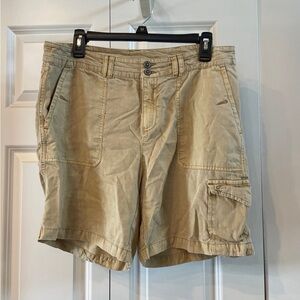 Sundance Tan Khaki Chino Pockets Shoreline Trail Cargo Shorts Women’s 10 Tencel